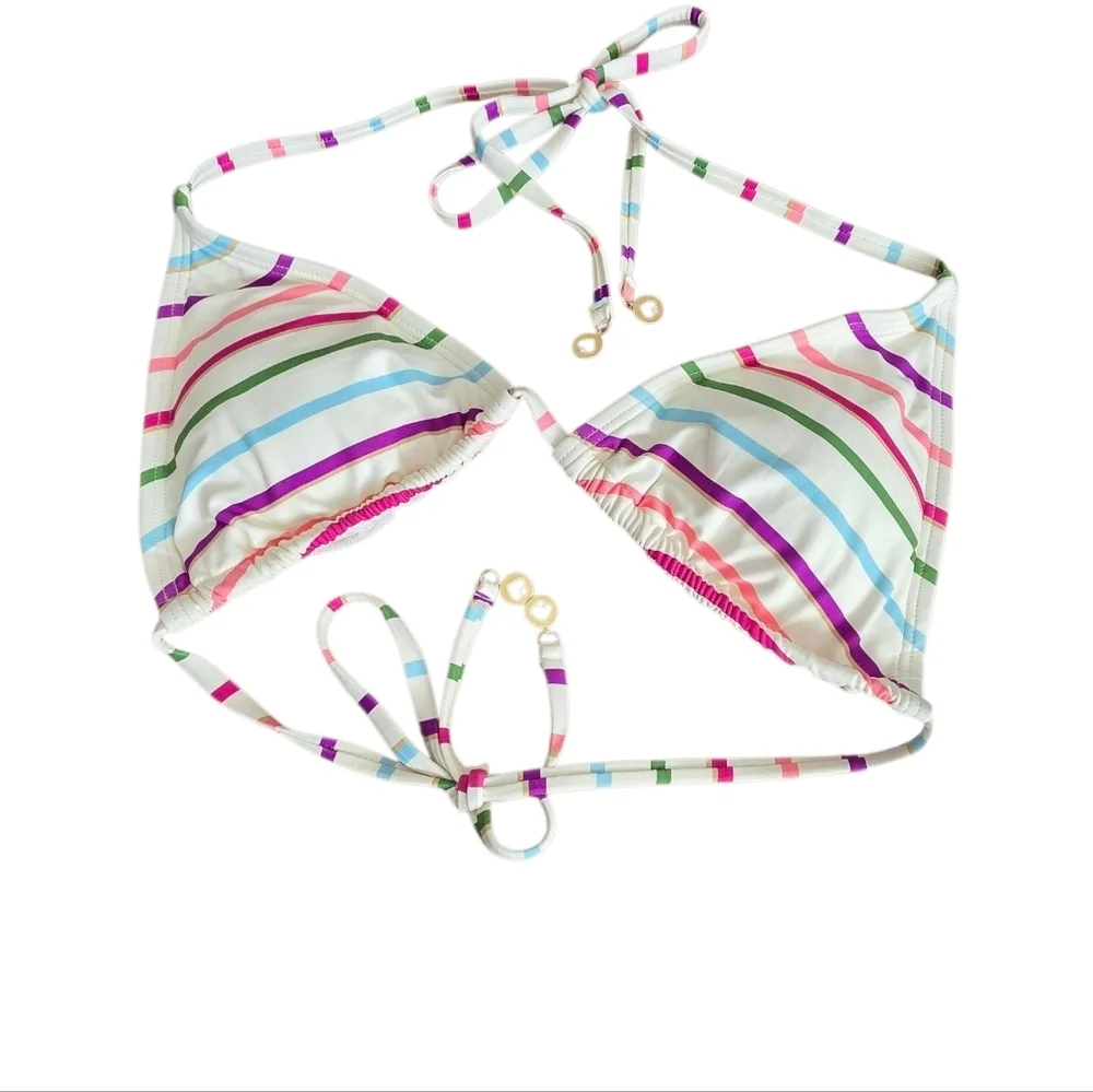 NWT Kate Spade Party Stripe Triangle Bikini Two Piece Swimsuit Sz Large S3A226S